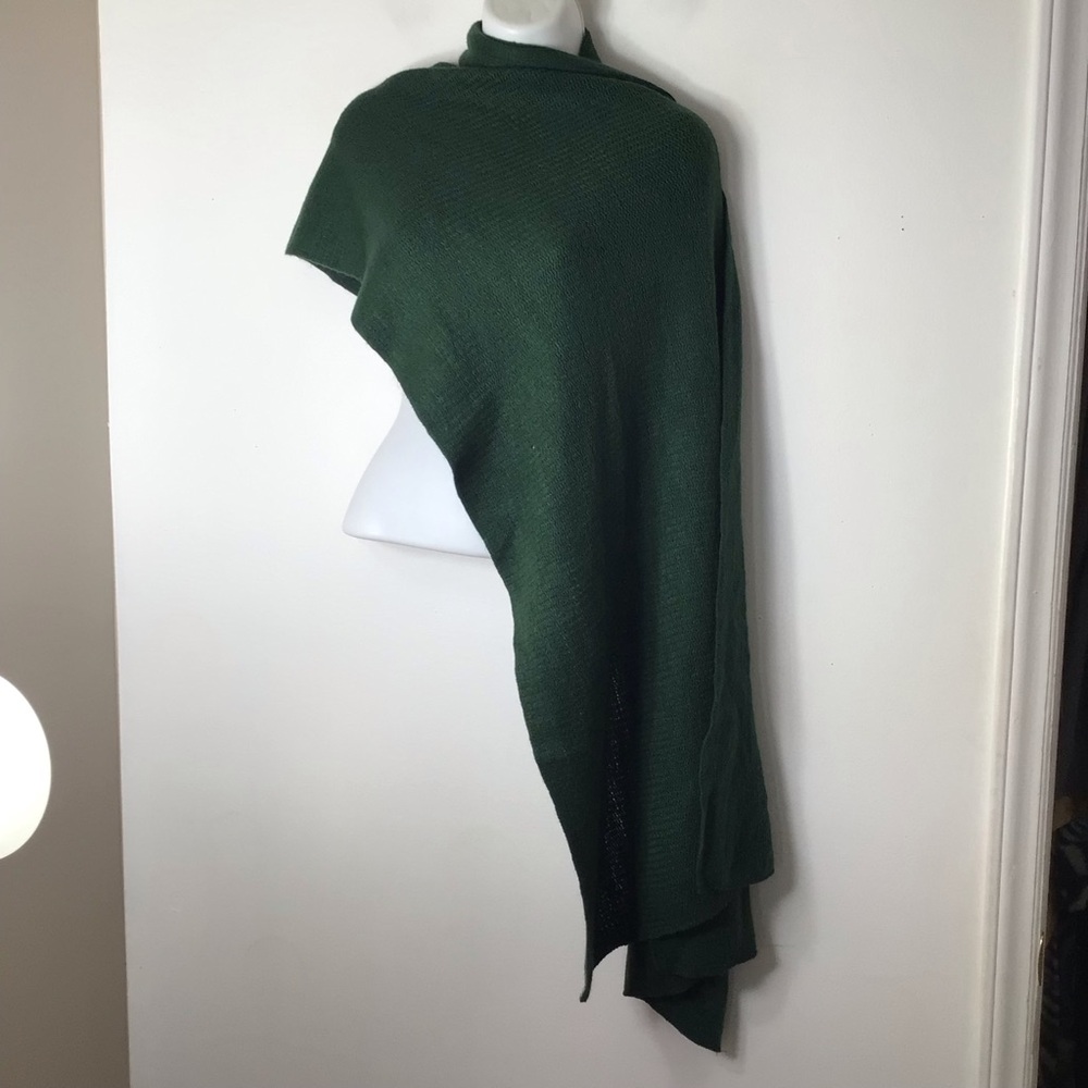 Forest Green Asymmetric Knit Poncho Wrap for Women